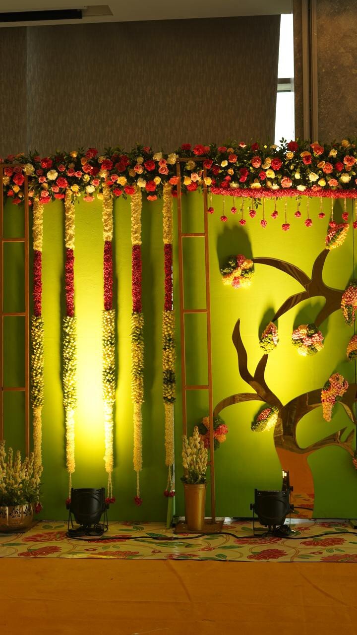 Creative bamboo and floral decorative installation