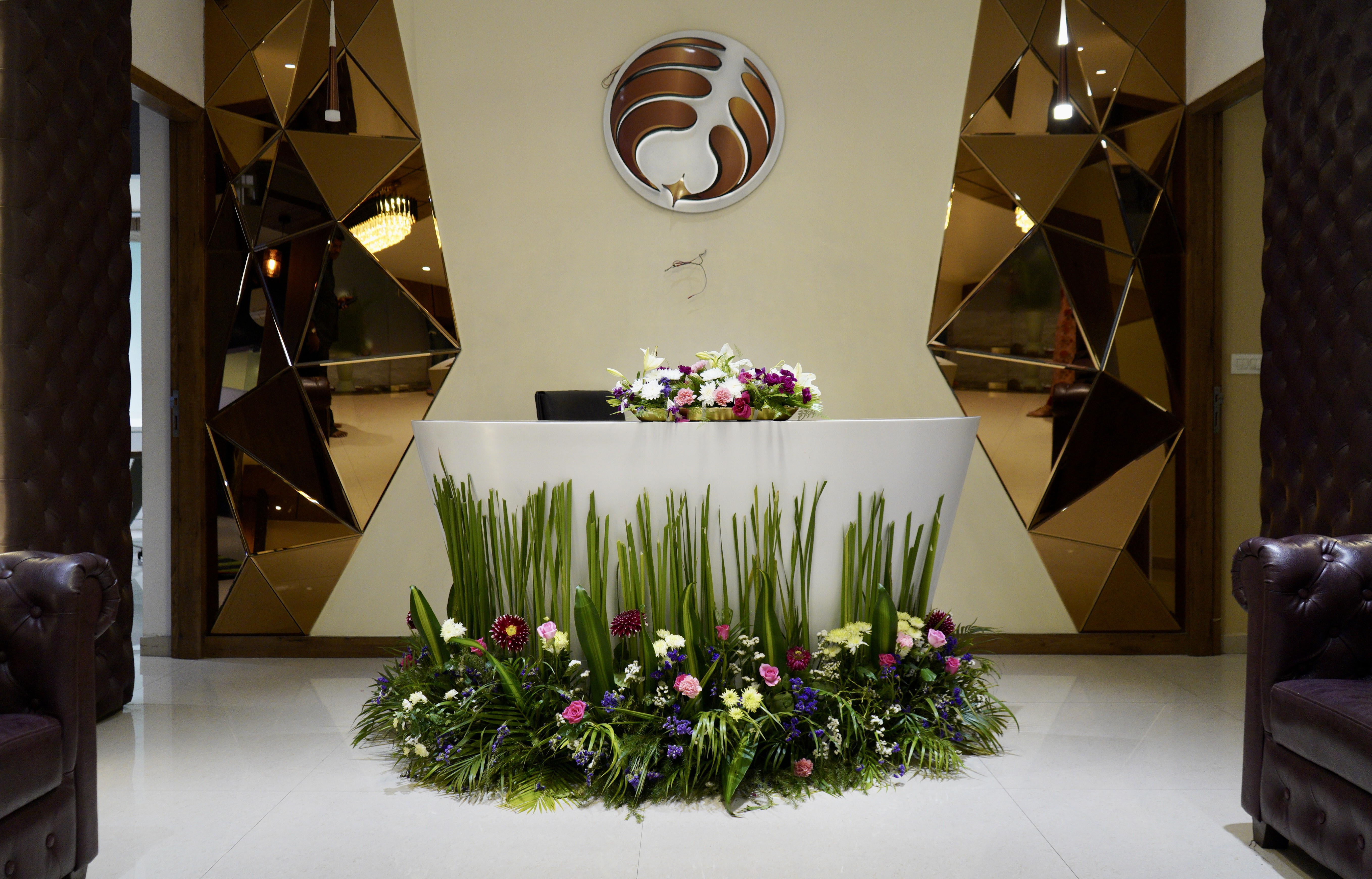 Corporate office reception floral decoration